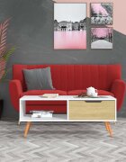 vidaXL Маса за кафе бяло и дъб сонома 100x495x43 см ПДЧ