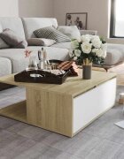 vidaXL Маса за кафе бяло и дъб сонома 80x80x31 см инженерно дърво