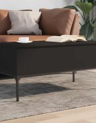 vidaXL Маса за кафе черна 100x50x45 см инженерно дърво и метал