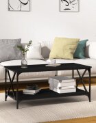 vidaXL Маса за кафе черна 100x50x45 см инженерно дърво и желязо