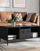 vidaXL Маса за кафе черна 1015x50x435 см студеновалцувана стомана