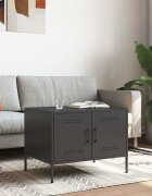 vidaXL Маса за кафе черна 68x50x505 см стомана