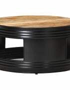 vidaXL Маса за кафе черна 68x68x36 см грубо мангово дърво масив