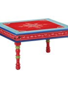 vidaXL Маса за кафе червена ръчно рисувана мангово дърво масив