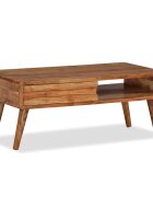 vidaXL Маса за кафе дървен масив с резбовано чекмедже 100x50x40 cм