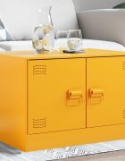 vidaXL Маса за кафе горчица жълто 67x50x44 см стомана