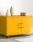 vidaXL Маса за кафе горчица жълто 68x50x435 см стомана