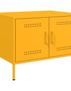 vidaXL Маса за кафе горчица жълто 68x50x505 см стомана