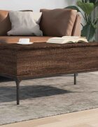 vidaXL Маса за кафе кафяв дъб 100x50x45 см инженерно дърво и метал