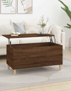 vidaXL Маса за кафе кафяв дъб 90x445x45 см инженерно дърво