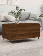 vidaXL Маса за кафе кафяв дъб 90x445x45 см инженерно дърво