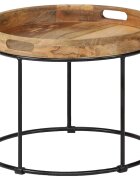 vidaXL Маса за кафе мангово дърво масив и стомана 50x40 см