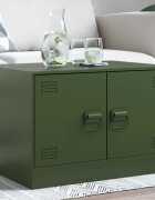 vidaXL Маса за кафе маслиненозелено 67x50x44 см стомана