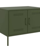 vidaXL Маса за кафе маслиненозелено 68x50x505 см стомана