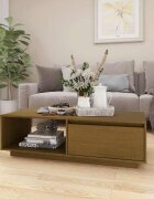 vidaXL Маса за кафе меденокафява 110x50x335 см борово дърво масив