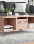 vidaXL Маса за кафе розова 1015x50x435см студеновалцувана стомана