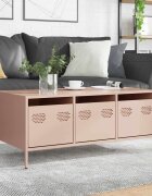 vidaXL Маса за кафе розова 1015x50x435см студеновалцувана стомана