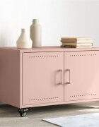 vidaXL Маса за кафе розова 68x50x435 см стомана