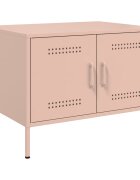 vidaXL Маса за кафе розова 68x50x505 см стомана