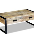vidaXL Маса за кафе с 2 чекмеджета твърдо мангово дърво 100x60x40 cм
