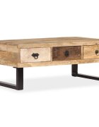 vidaXL Маса за кафе с 3 чекмеджета мангово дърво масив 90x50x35 cм