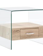 vidaXL Маса за кафе с чекмедже 50x50x45 см закалено стъкло