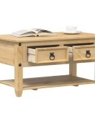 vidaXL Маса за кафе с чекмеджета "Corona" 85x50x45 см бор масив