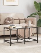 vidaXL Маса за кафе с черен стъклен плот 785x40x40 см стомана