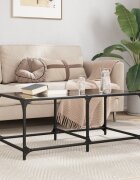 vidaXL Маса за кафе с черен стъклен плот 985x50x40 см стомана
