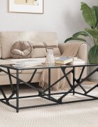 vidaXL Маса за кафе с черен стъклен плот 985x50x41 см стомана