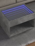 vidaXL Маса за кафе с Infinity LED бетонно сив 70x50x50 см