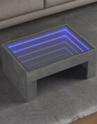 vidaXL Маса за кафе с Infinity LED бетонно сива 70x50x30 см