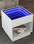vidaXL Маса за кафе с Infinity LED бяла 50x50x50 см