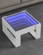 vidaXL Маса за кафе с Infinity LED бяла 50x53x30 см