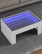 vidaXL Маса за кафе с Infinity LED бяла 70x50x30 см