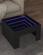 vidaXL Маса за кафе с Infinity LED черна 50x50x30 см