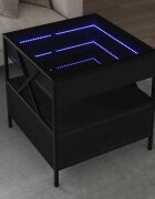 vidaXL Маса за кафе с Infinity LED черна 50x50x51 см
