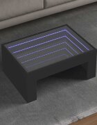 vidaXL Маса за кафе с Infinity LED черна 70x50x30 см