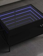 vidaXL Маса за кафе с Infinity LED черна 70x50x38 см