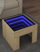 vidaXL Маса за кафе с Infinity LED дъб сонома 40x40x30 см