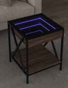 vidaXL Маса за кафе с Infinity LED кафяв дъб 40x40x49 см