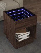 vidaXL Маса за кафе с Infinity LED кафяв дъб 40x40x50 см