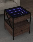 vidaXL Маса за кафе с Infinity LED кафяв дъб 40x40x51 см