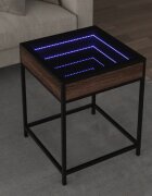 vidaXL Маса за кафе с Infinity LED кафяв дъб 40x40x51 см