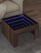 vidaXL Маса за кафе с Infinity LED кафяв дъб 50x50x30 см