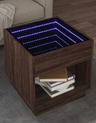 vidaXL Маса за кафе с Infinity LED кафяв дъб 50x50x50 см