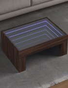 vidaXL Маса за кафе с Infinity LED кафяв дъб 70x50x30 см