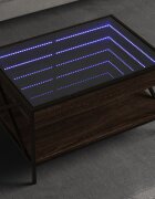 vidaXL Маса за кафе с Infinity LED кафяв дъб 70x50x38 см