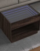 vidaXL Маса за кафе с Infinity LED кафяв дъб 70x50x50 см