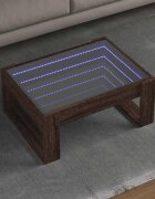 vidaXL Маса за кафе с Infinity LED кафяв дъб 70x53x30 см
